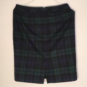 J Crew Factory Black Watch Wool Plaid Pencil Skirt